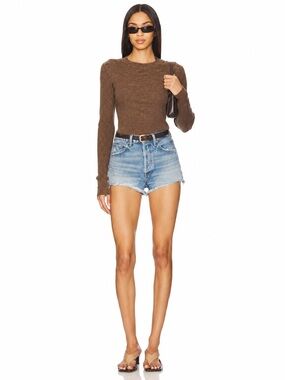 RE/DONE Wool Cashmere Waffle Knit Sweater Chestnut Brown 📐XS Slim Fit